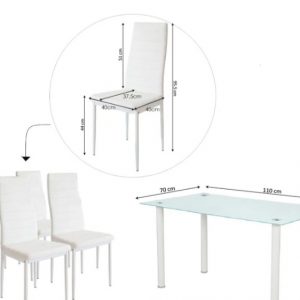 Mesa de Cristal Templado + 4 Sillas Polipiel. Comedor o Cocina