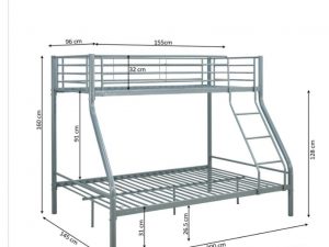 Descripción Oferta: Litera de Matrimonio Metalica + 2 Colchones Oferta de 1 Litera de Matrimonio Metalica con sus 2 colchones (135x190cm + 90x190cm). Esta litera tiene una estructura metalica con cama de matrimonio abajo e individual arriba. Es perfecta para espacios reducidos y se adecua perfectamente a cualquier estilo de decoracion. Marco de metal resistente, seguro y duradero que proporciona comodidad y apoyo necesarios. Las caracteristicas de seguridad adicionales incluyen una barandilla para la litera superior y una escalera integrada, que puedes utilizar tanto al lado derecho como al izquierdo. Somier Metalico. Facil montaje. Medidas: Alto: 160 cm Ancho: 145 cm Largo: 200 cm Peso aconsejable Cama de abajo: 200kg Peso aconsejable Cama de arriba: 100kg